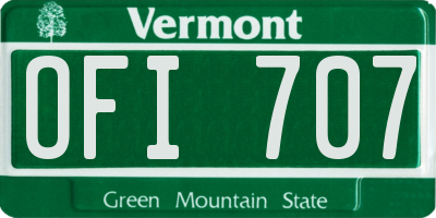VT license plate OFI707