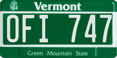 VT license plate OFI747