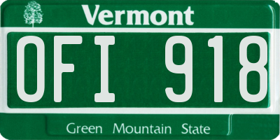 VT license plate OFI918