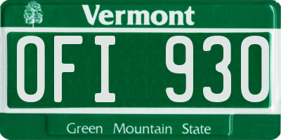 VT license plate OFI930