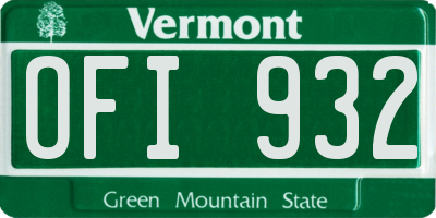 VT license plate OFI932