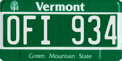 VT license plate OFI934