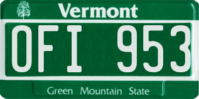 VT license plate OFI953