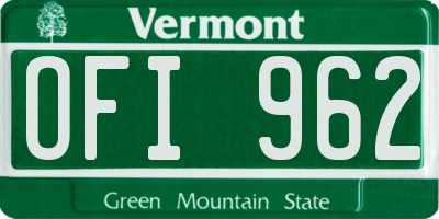 VT license plate OFI962