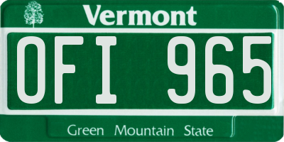 VT license plate OFI965