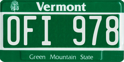 VT license plate OFI978