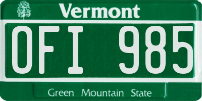 VT license plate OFI985