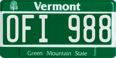 VT license plate OFI988