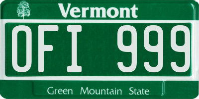 VT license plate OFI999