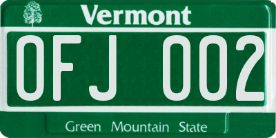 VT license plate OFJ002