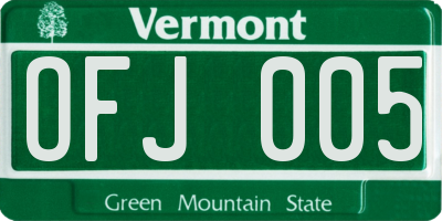 VT license plate OFJ005