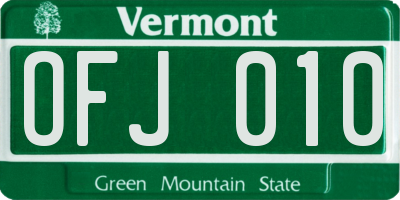 VT license plate OFJ010