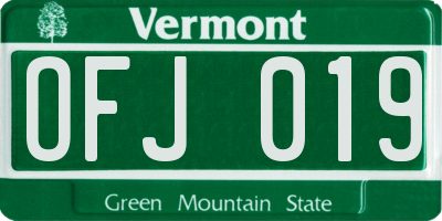 VT license plate OFJ019