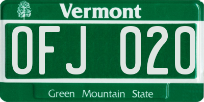 VT license plate OFJ020