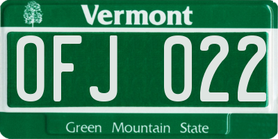 VT license plate OFJ022