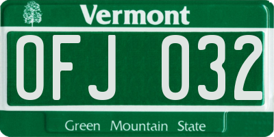 VT license plate OFJ032