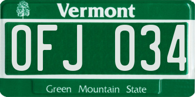 VT license plate OFJ034