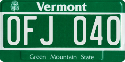 VT license plate OFJ040