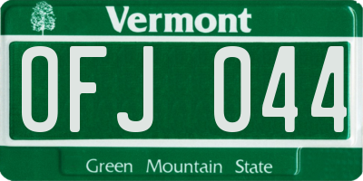 VT license plate OFJ044