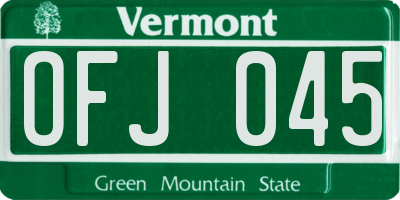 VT license plate OFJ045