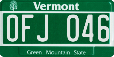 VT license plate OFJ046