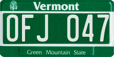 VT license plate OFJ047
