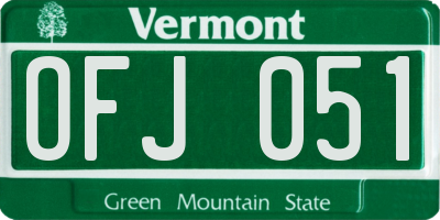 VT license plate OFJ051