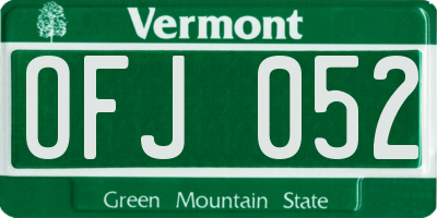 VT license plate OFJ052