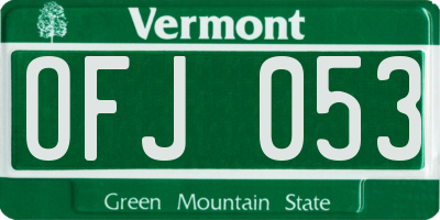 VT license plate OFJ053