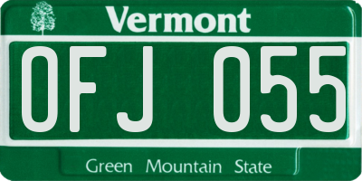 VT license plate OFJ055