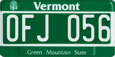 VT license plate OFJ056