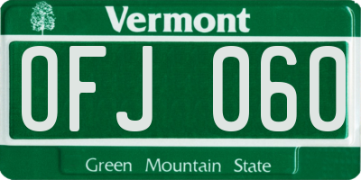 VT license plate OFJ060