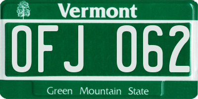 VT license plate OFJ062