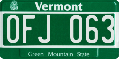 VT license plate OFJ063