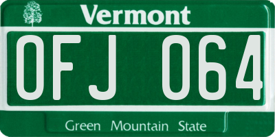 VT license plate OFJ064