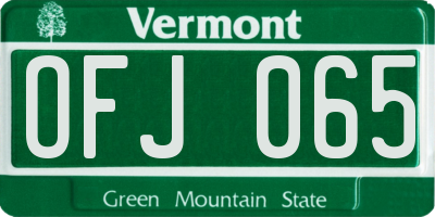 VT license plate OFJ065