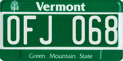 VT license plate OFJ068