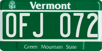 VT license plate OFJ072