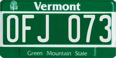 VT license plate OFJ073