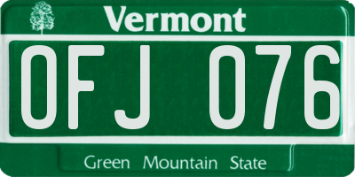 VT license plate OFJ076