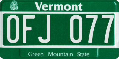 VT license plate OFJ077