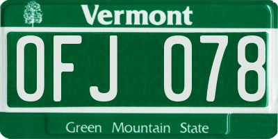 VT license plate OFJ078
