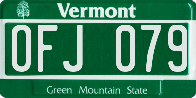 VT license plate OFJ079