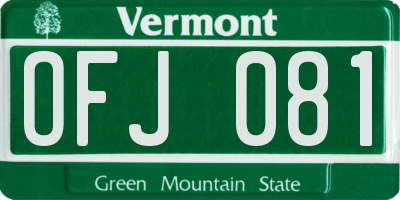 VT license plate OFJ081