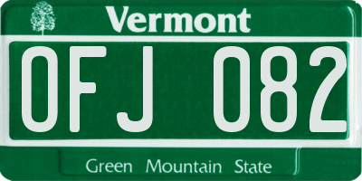 VT license plate OFJ082