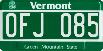 VT license plate OFJ085