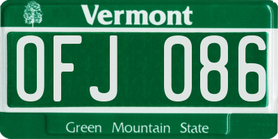 VT license plate OFJ086