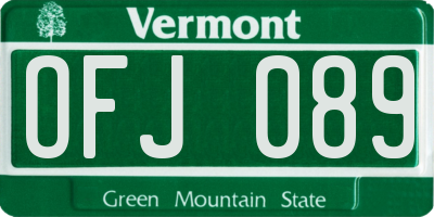 VT license plate OFJ089