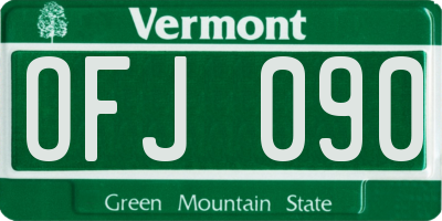 VT license plate OFJ090