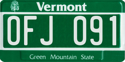 VT license plate OFJ091